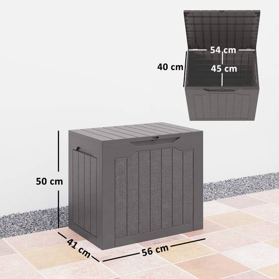 Coffre de rangement extérieur 97L avec poignées encastrées, malle de rangement extérieur étanche 56 x 41 x 50 cm, marron - Image 5
