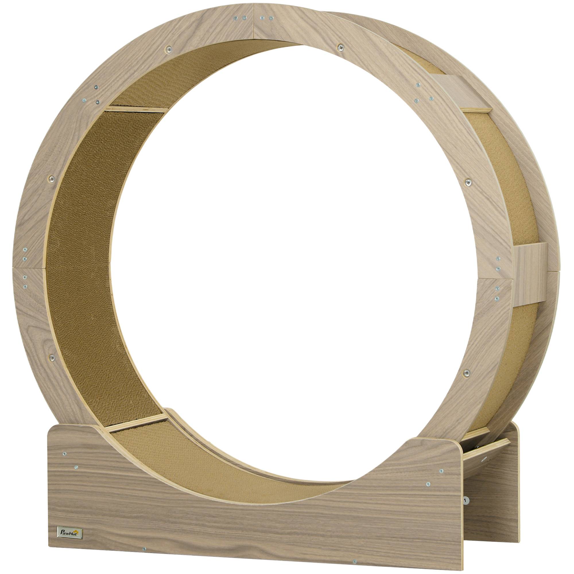 Roue exercice chat intérieur bois multicouche griffoir frein sécurité 91x94cm marron - ComfortXL Outdoor Living - Image 2