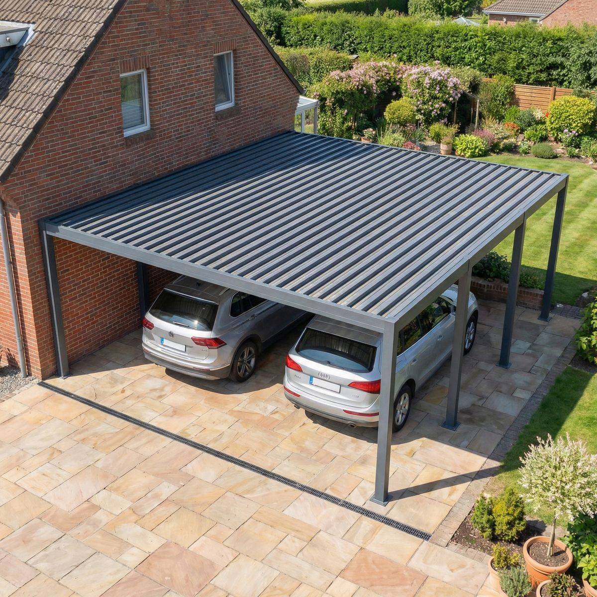 Direct Abris - Carport aluminium CARLTON 570 x 550 cm - 2 Voitures - 31,35m2 - Gris anthracite - Image 3