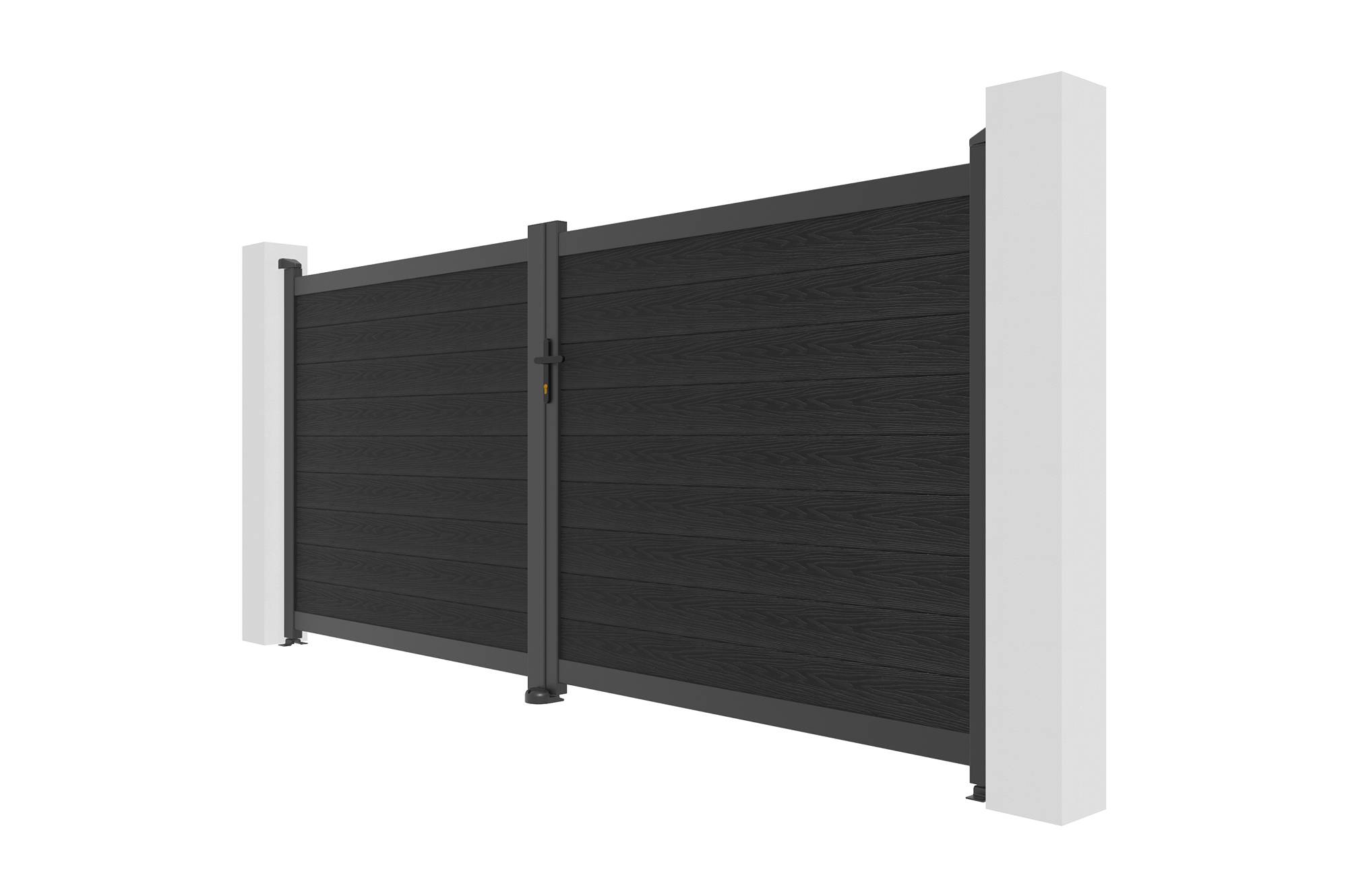 Casanoov Portail bois composite battant 3,5m ATHOS H.160cm gris anthracite avec cadre aluminium+ motorisation BUNKER B500 - Image 7