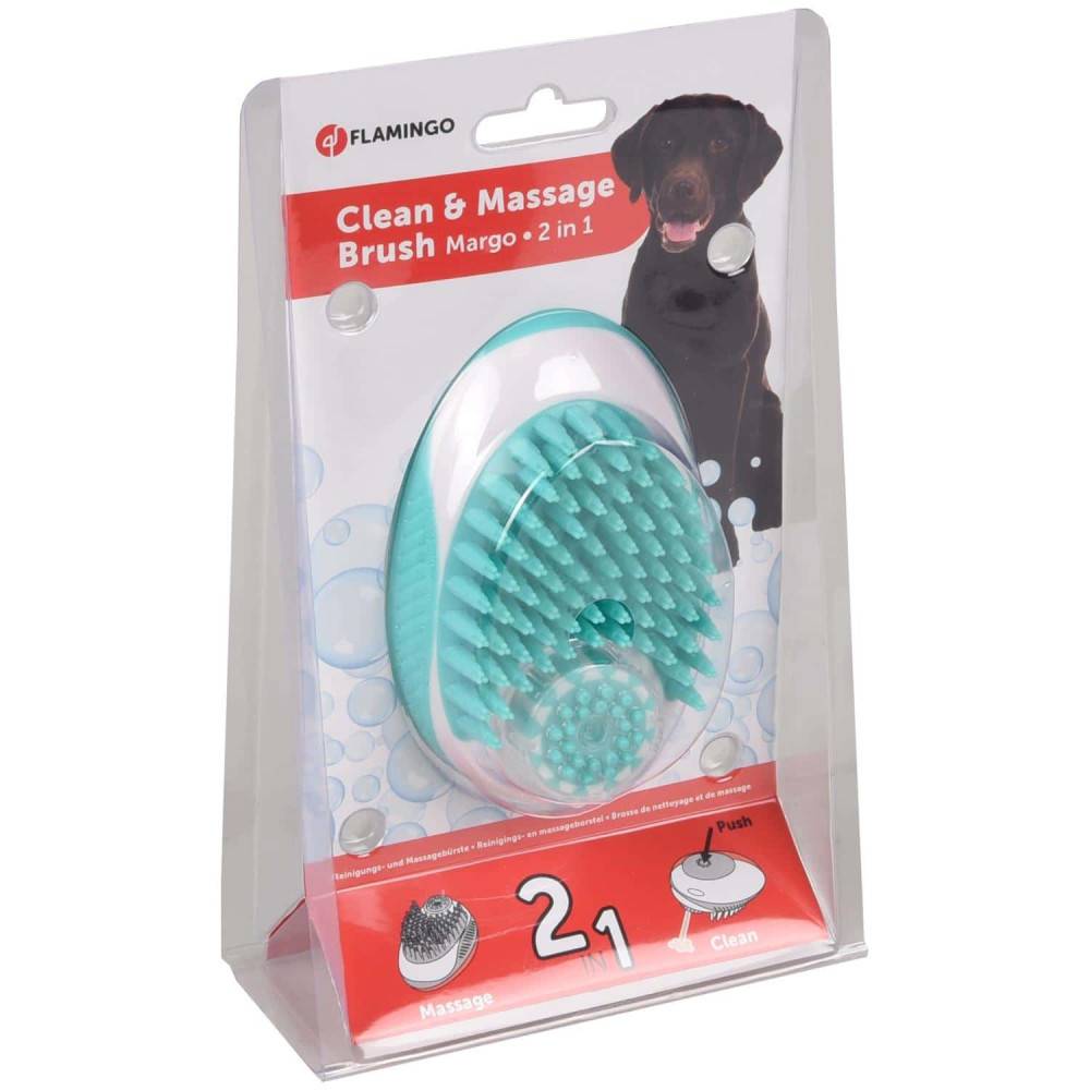Brosse de shampouinage nettoyage et de massage 2 en 1 pour chien - Image 5