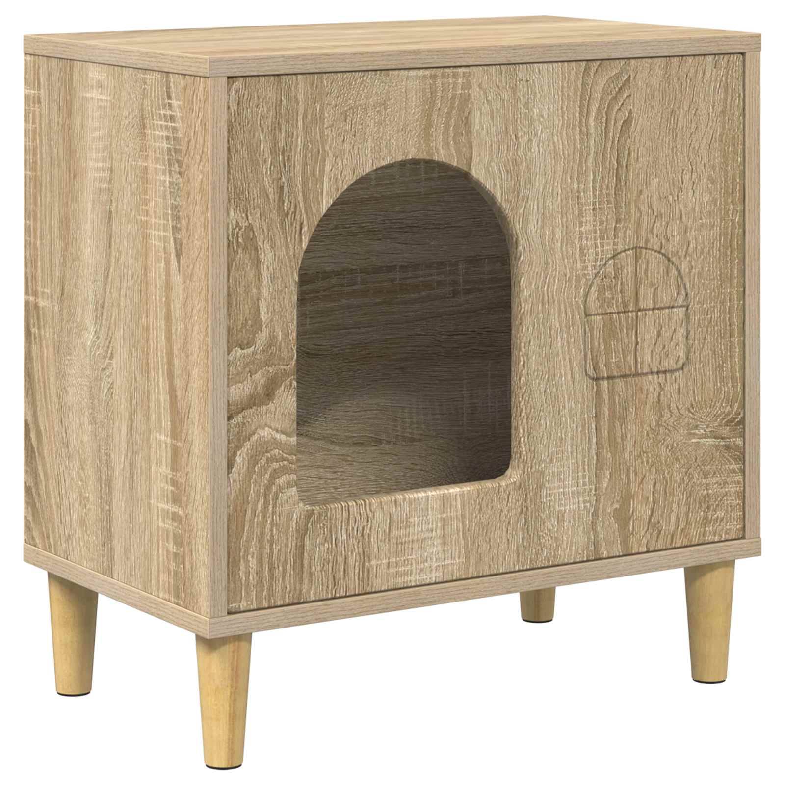 Abri Chat Intérieur Bois Sonoma Brun 52cm pour Chat Esthétique Zen - ComfortXL Outdoor Living - Image 2