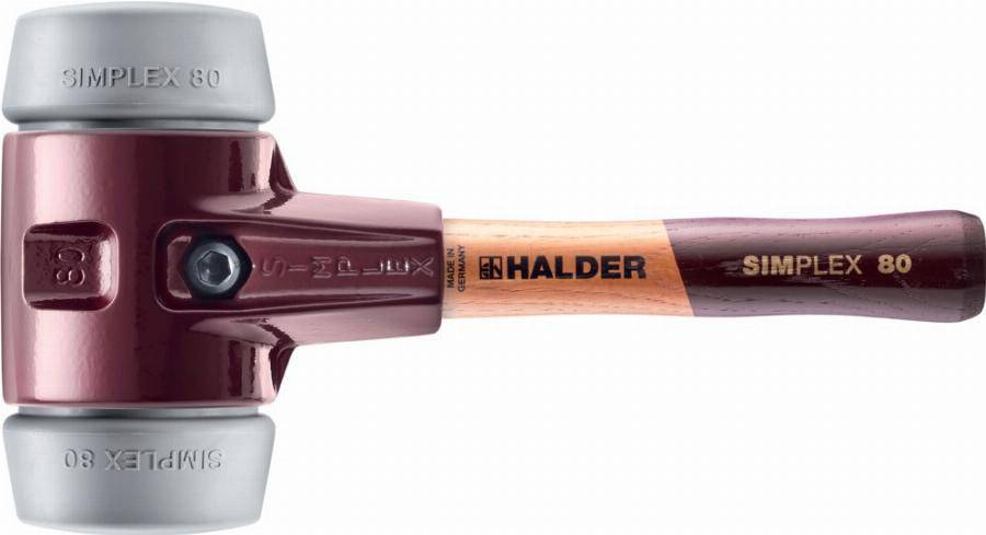 Maillet HALDER SIMPLEX Superplastique avec boîtier en fonte malléable et manche en bois - D=80 mm - Manche extra-court - 3007.082