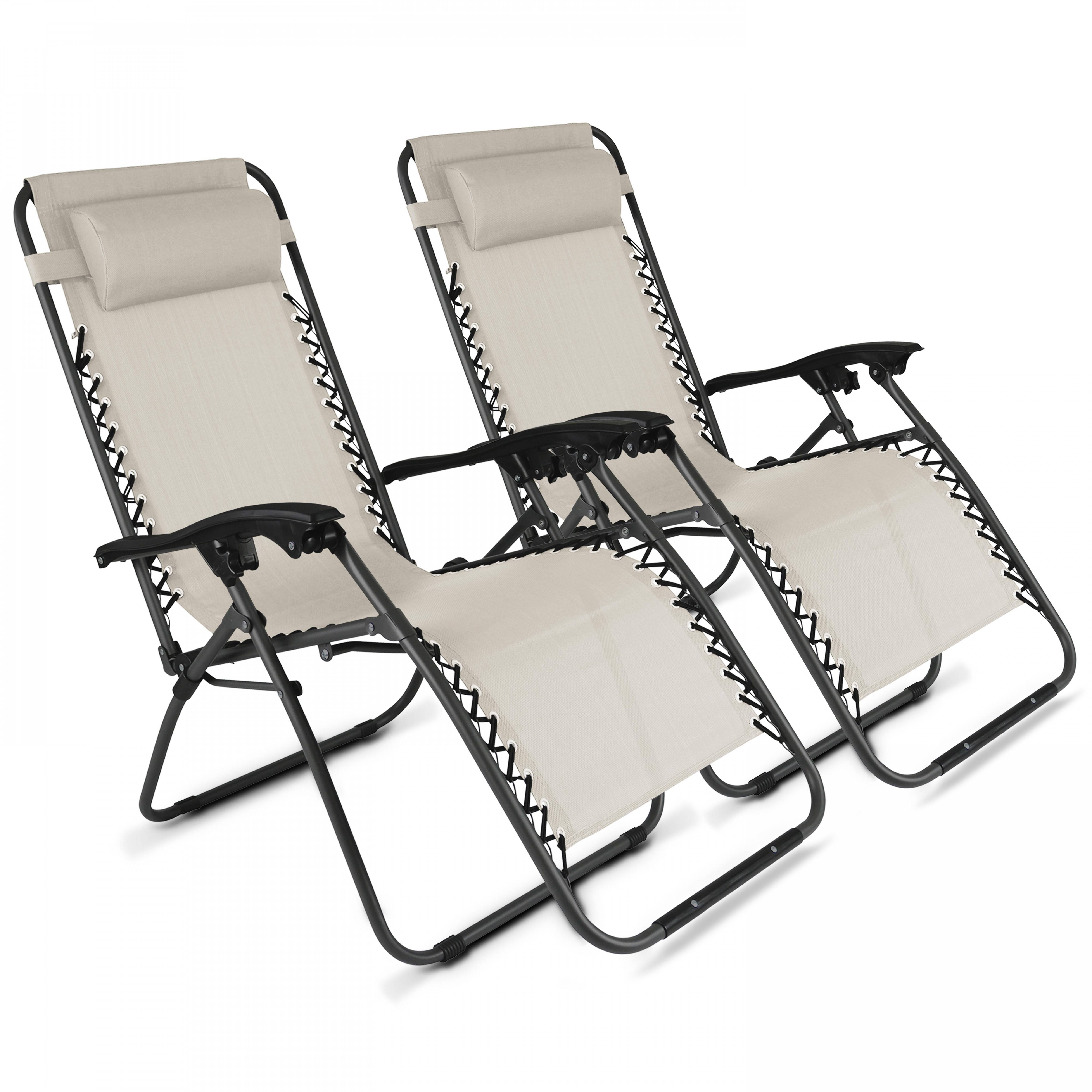 Oviala - Lot de 2 fauteuils lounge inclinable en acier taupe Monaco - Oviala - Image 1