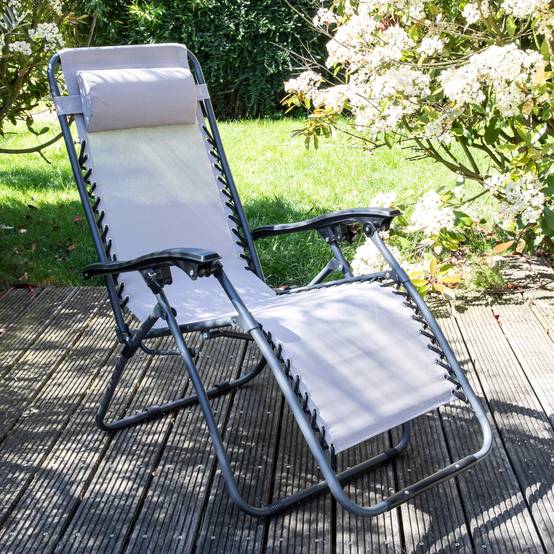 Oviala - Lot de 2 fauteuils lounge inclinable en acier taupe Monaco - Oviala - Image 5