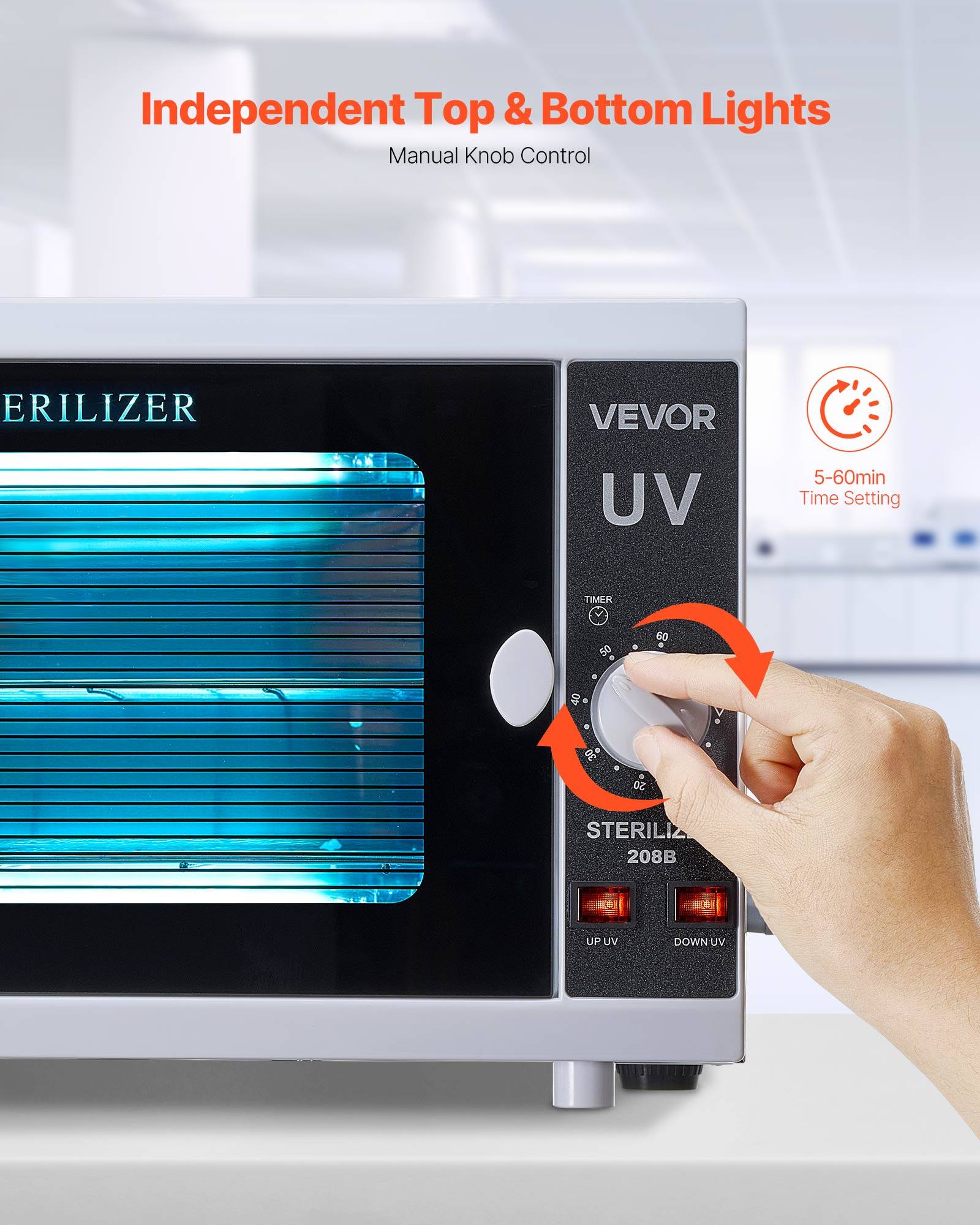 VEVOR Stérilisateur UV 12L, armoire désinfection. Minuterie, longueur d'onde 185nm. Pour labo, maison, salon de beauté. - Image 4