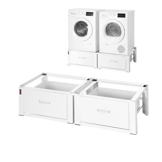 Vevor - VEVOR Socle rehausseur lave-linge 31 cm, charge 150 kg, lot de 2, tiroirs intégrés, acier robuste blanc, pieds antidérapants - Image 1