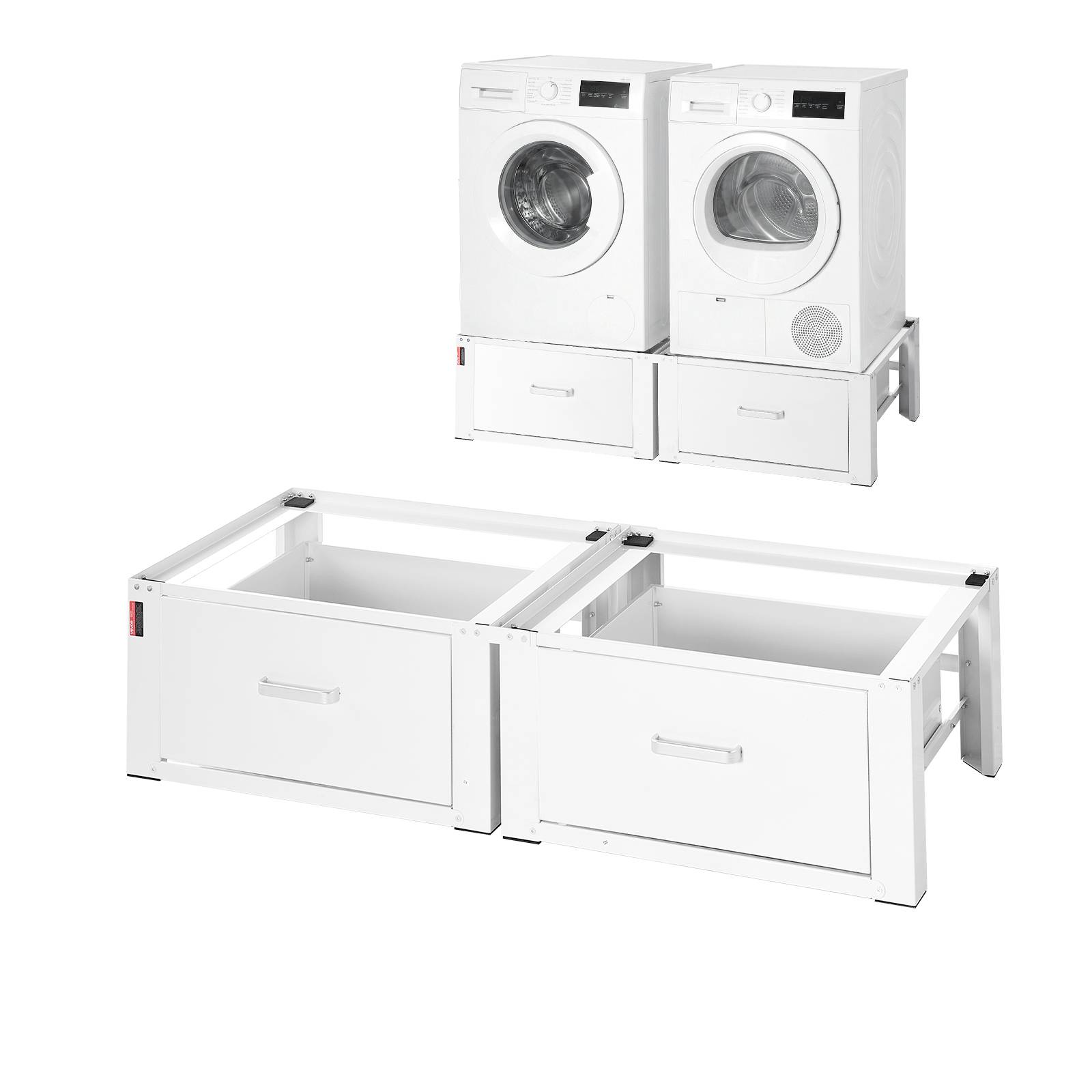 Vevor - VEVOR Socle rehausseur lave-linge 31 cm, charge 150 kg, lot de 2, tiroirs intégrés, acier robuste blanc, pieds antidérapants - Image 1