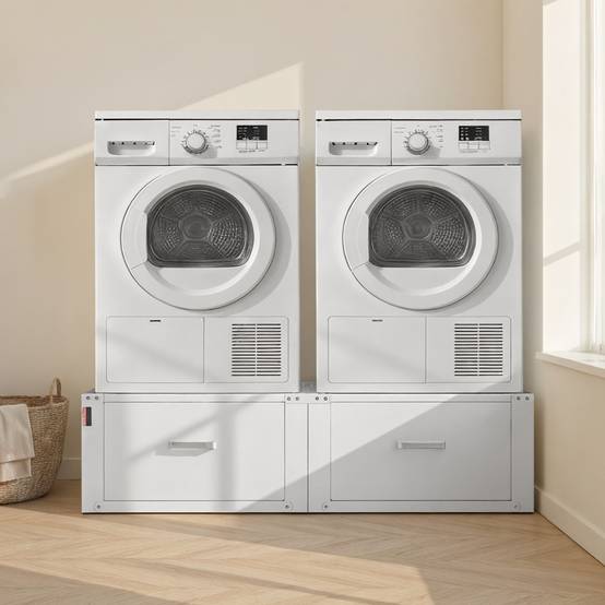 Vevor - VEVOR Socle rehausseur lave-linge 31 cm, charge 150 kg, lot de 2, tiroirs intégrés, acier robuste blanc, pieds antidérapants - Image 8