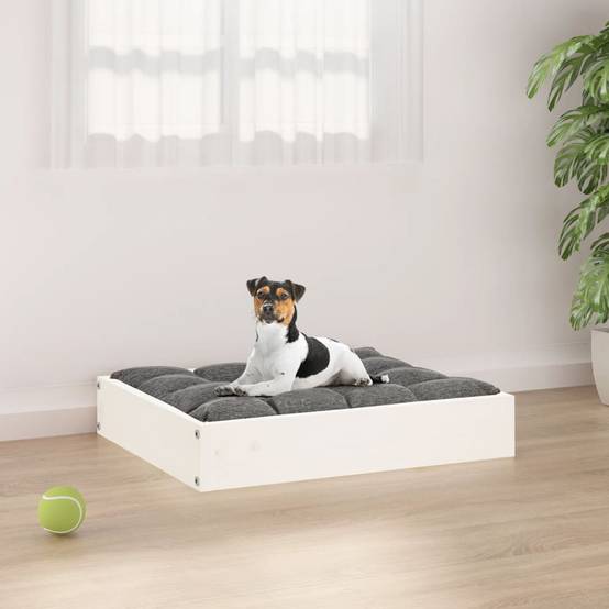 ComfortXL - Lit pour Chien en Bois de Pin Massif Design Minimaliste Blanc 51,5x44 cm - ComfortXL Pet Living - Image 1