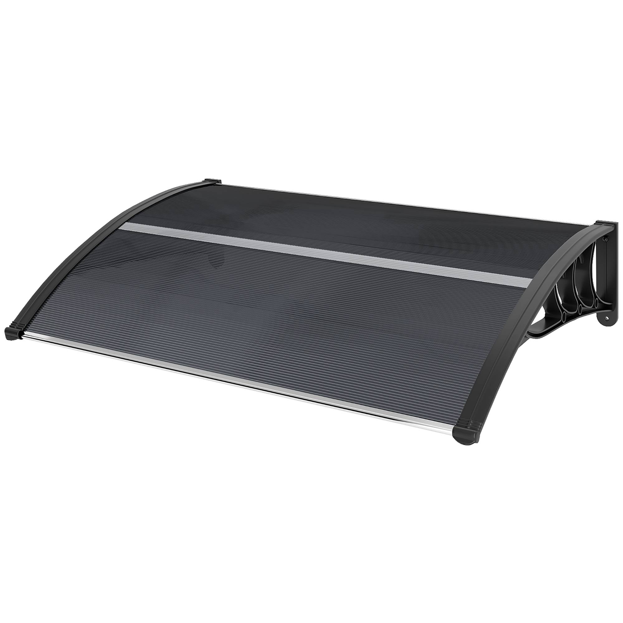 Auvent de porte polycarbonate pour fenêtre et entrée protection UV 100x75cm Noir - ComfortXL Outdoor Living - Image 2