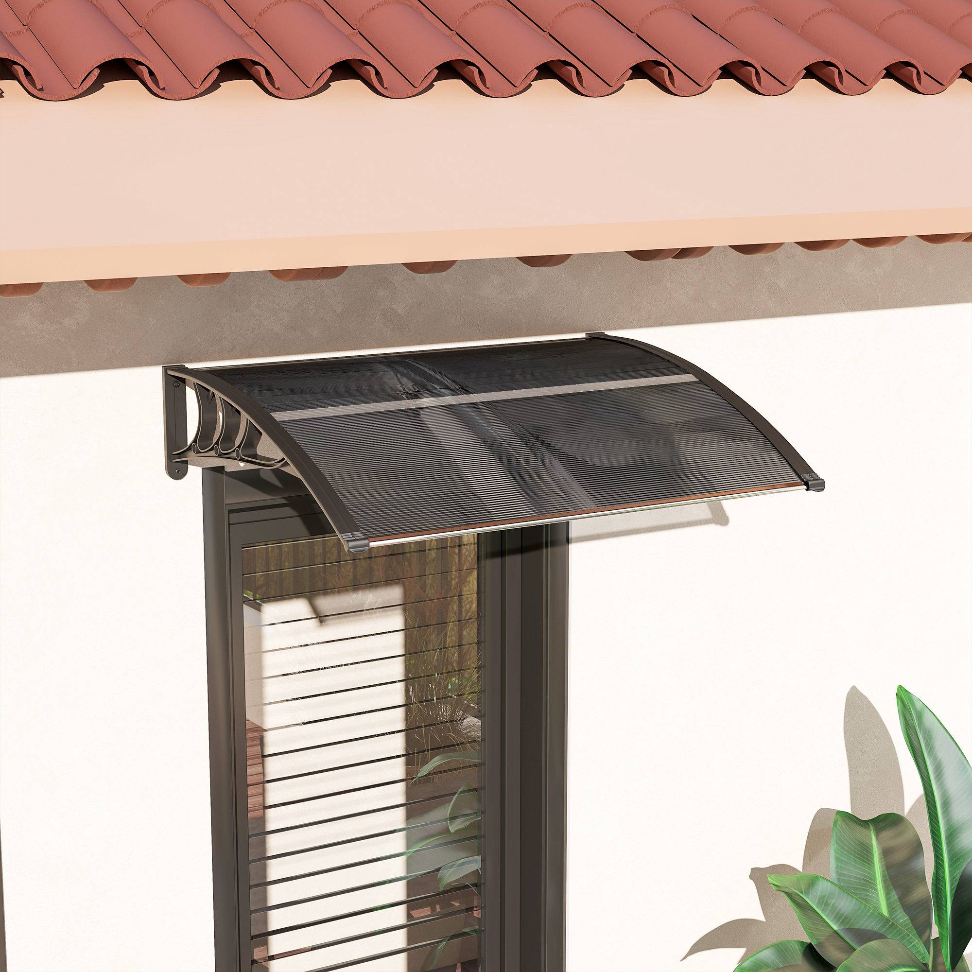 Auvent de porte polycarbonate pour fenêtre et entrée protection UV 100x75cm Noir - ComfortXL Outdoor Living - Image 4