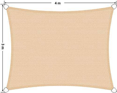 Helloshop26 - 3 x 4 m voile d'ombrage en hdpe protection solaire protection anti uv perméable à l'air pour le jardin le balcon respirant perméable à l'eau jaune sa - Imagen 2