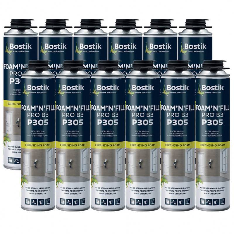 Bostik - Lot de 12 Mousses expansives PU pistolable P305 Foam'n'Fill Pro B3 750ml BOSTIK - Image 1