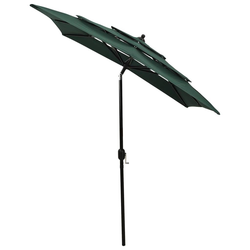 Helloshop26 - Parasol à 3 niveau x avec mât en aluminium 2 x 2 m vert - Imagen 4
