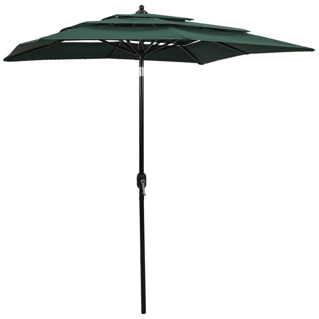 Helloshop26 - Parasol à 3 niveau x avec mât en aluminium 2 x 2 m vert - Imagen 1