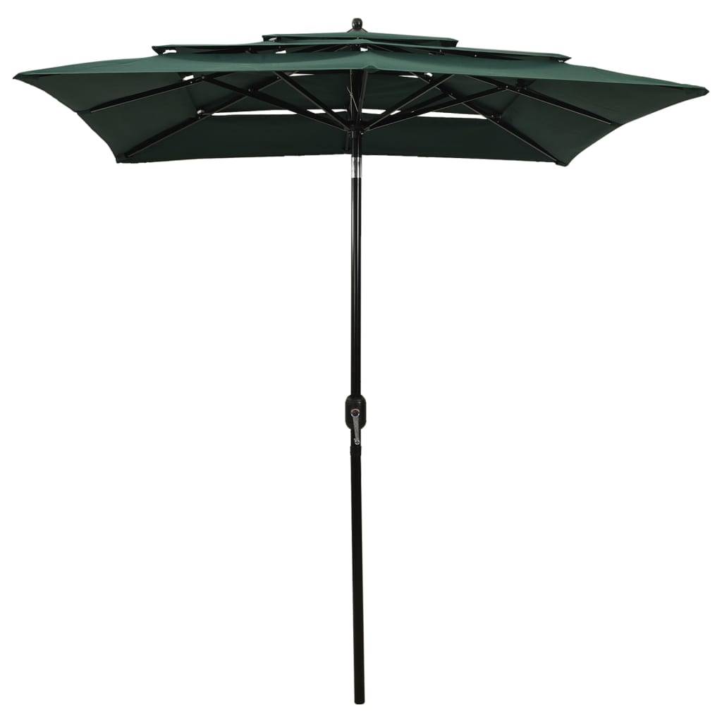 Helloshop26 - Parasol à 3 niveau x avec mât en aluminium 2 x 2 m vert - Imagen 2