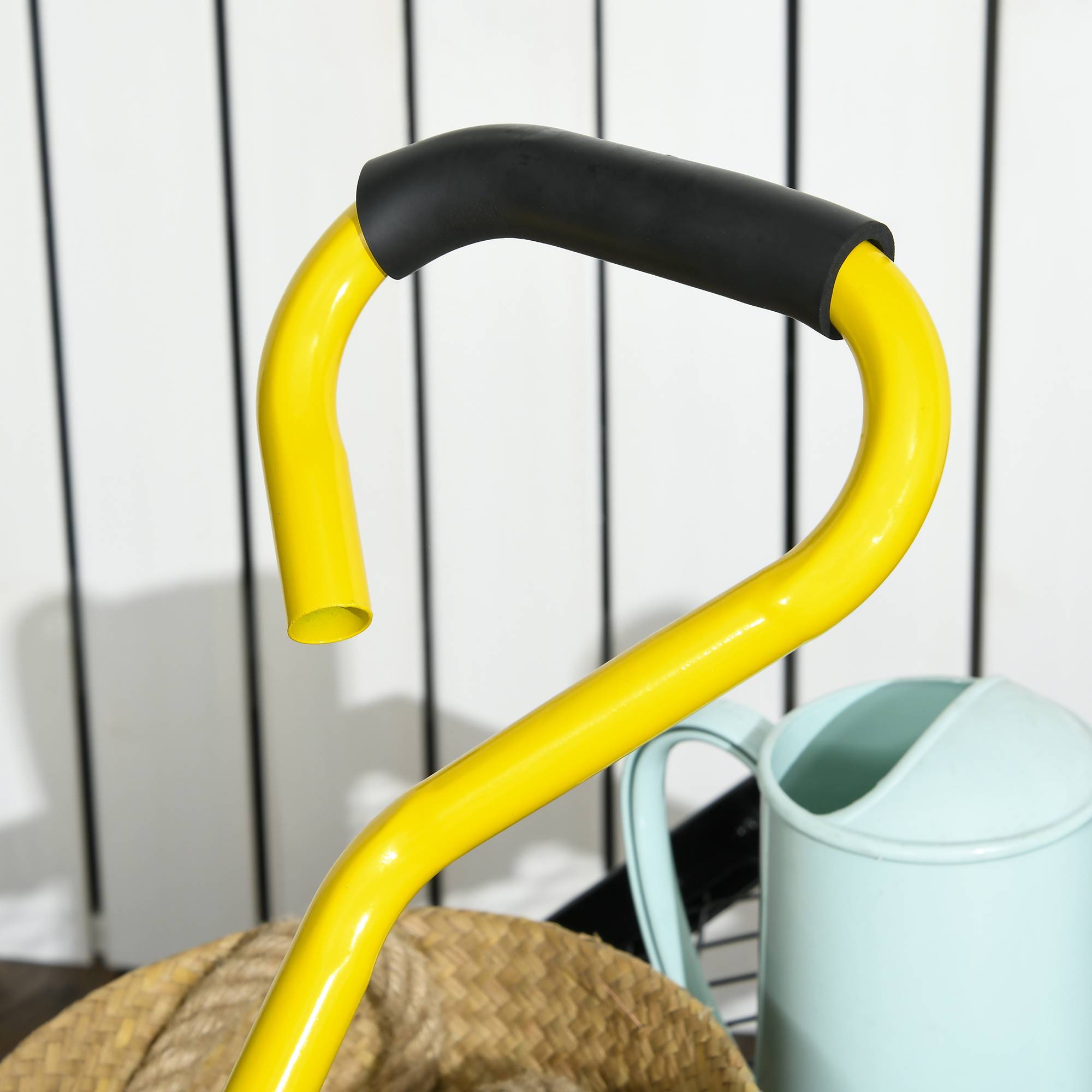 Chariot de jardin acier jaune 94 x 48.5 x 100 cm - PANGIVO - Image 10