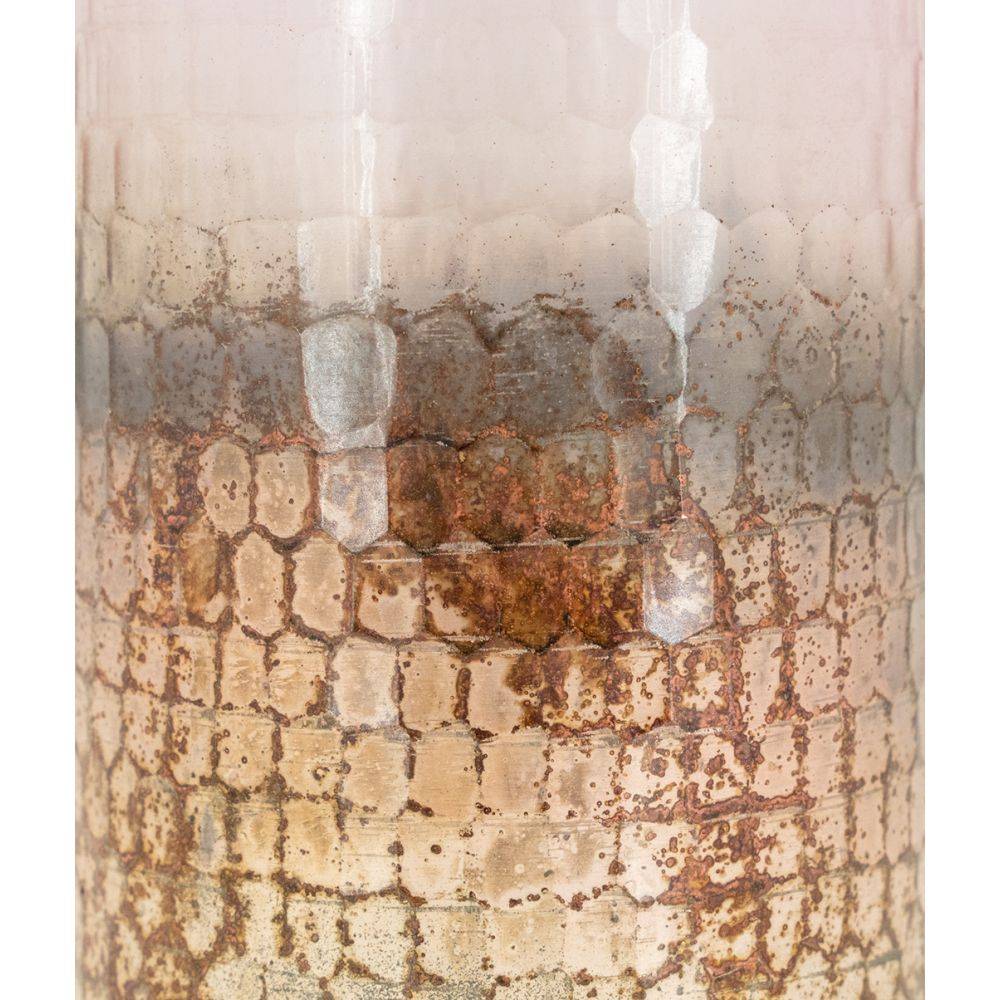 Aubry Gaspard - Photophore en verre teinté rose et doré 8 cm - Imagen 4