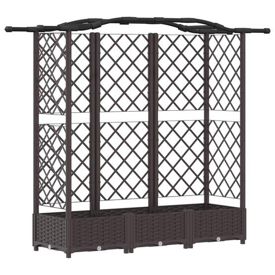 ComfortXL - Lit Potager Surélevé Treillis PP Jardin Support Plantes Toit Courbé 163x40x123cm Marron - ComfortXL Outdoor Living - Image 2