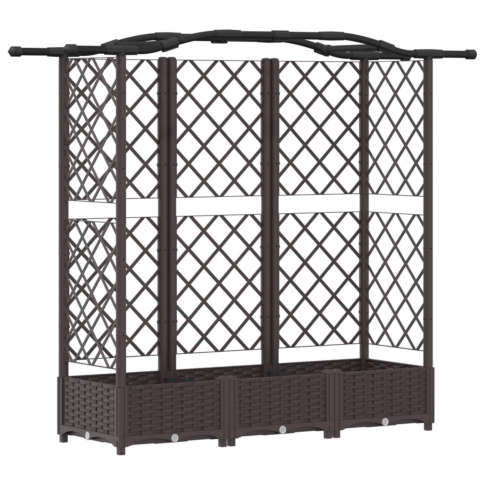 ComfortXL - Lit Potager Surélevé Treillis PP Jardin Support Plantes Toit Courbé 163x40x123cm Marron - ComfortXL Outdoor Living - Image 2