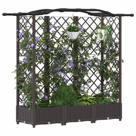 ComfortXL - Lit Potager Surélevé Treillis PP Jardin Support Plantes Toit Courbé 163x40x123cm Marron - ComfortXL Outdoor Living - Image 3