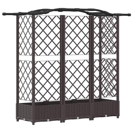 ComfortXL - Lit Potager Surélevé Treillis PP Jardin Support Plantes Toit Courbé 163x40x123cm Marron - ComfortXL Outdoor Living - Image 5