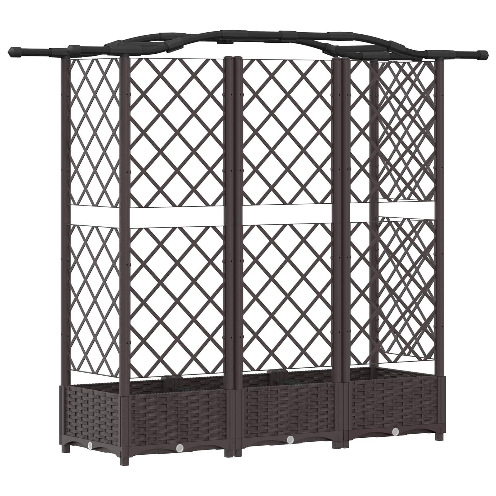 ComfortXL - Lit Potager Surélevé Treillis PP Jardin Support Plantes Toit Courbé 163x40x123cm Marron - ComfortXL Outdoor Living - Image 5
