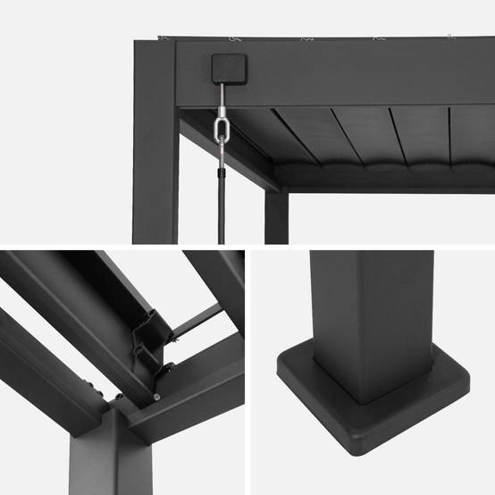 sweeek - Pergola bioclimatique aluminium 4x3m anthracite + 1 persienne 100cm + 1 persienne 130cm Triomphe | sweeek - Image 6