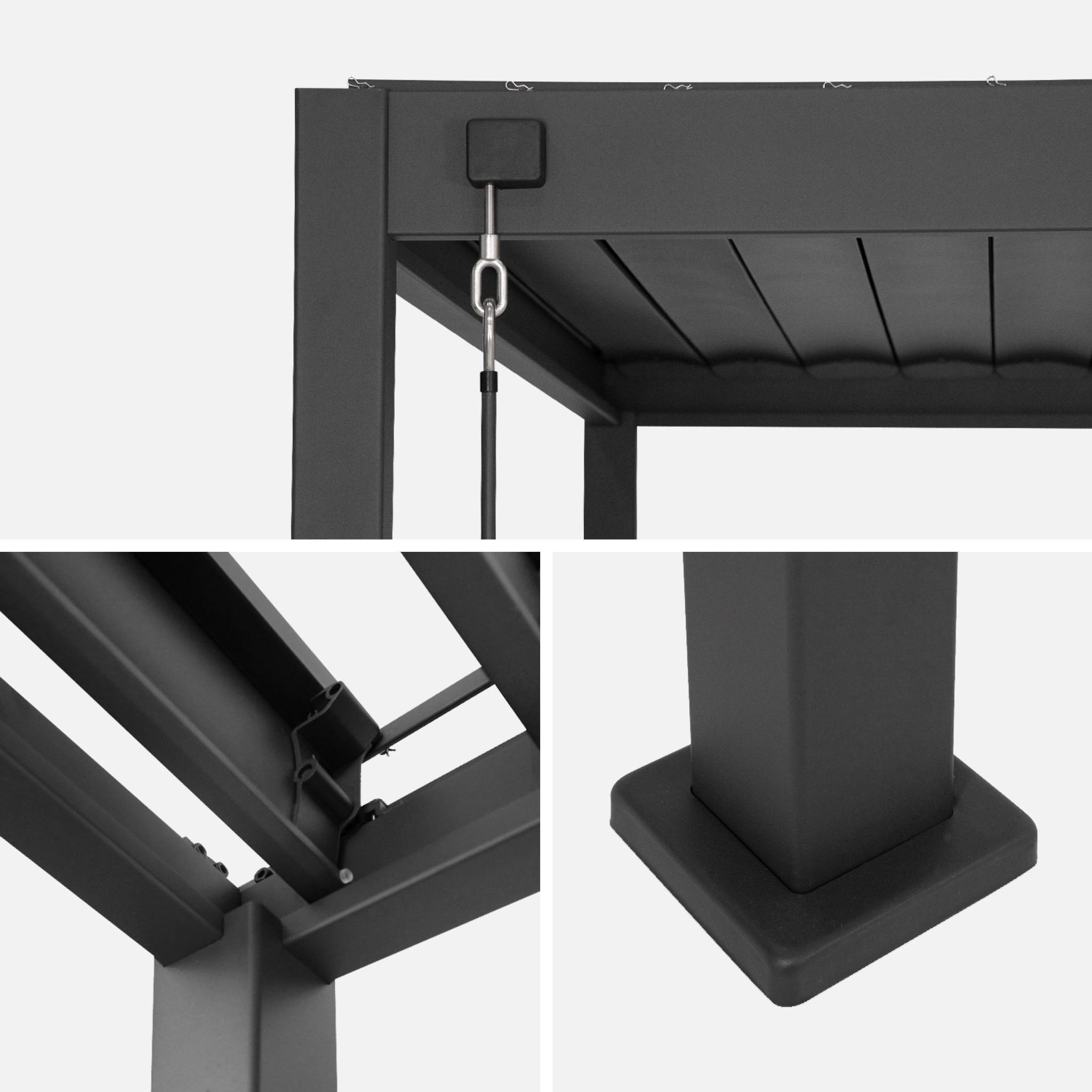 sweeek - Pergola bioclimatique aluminium 4x3m anthracite + 1 persienne 100cm + 1 persienne 130cm Triomphe | sweeek - Image 6