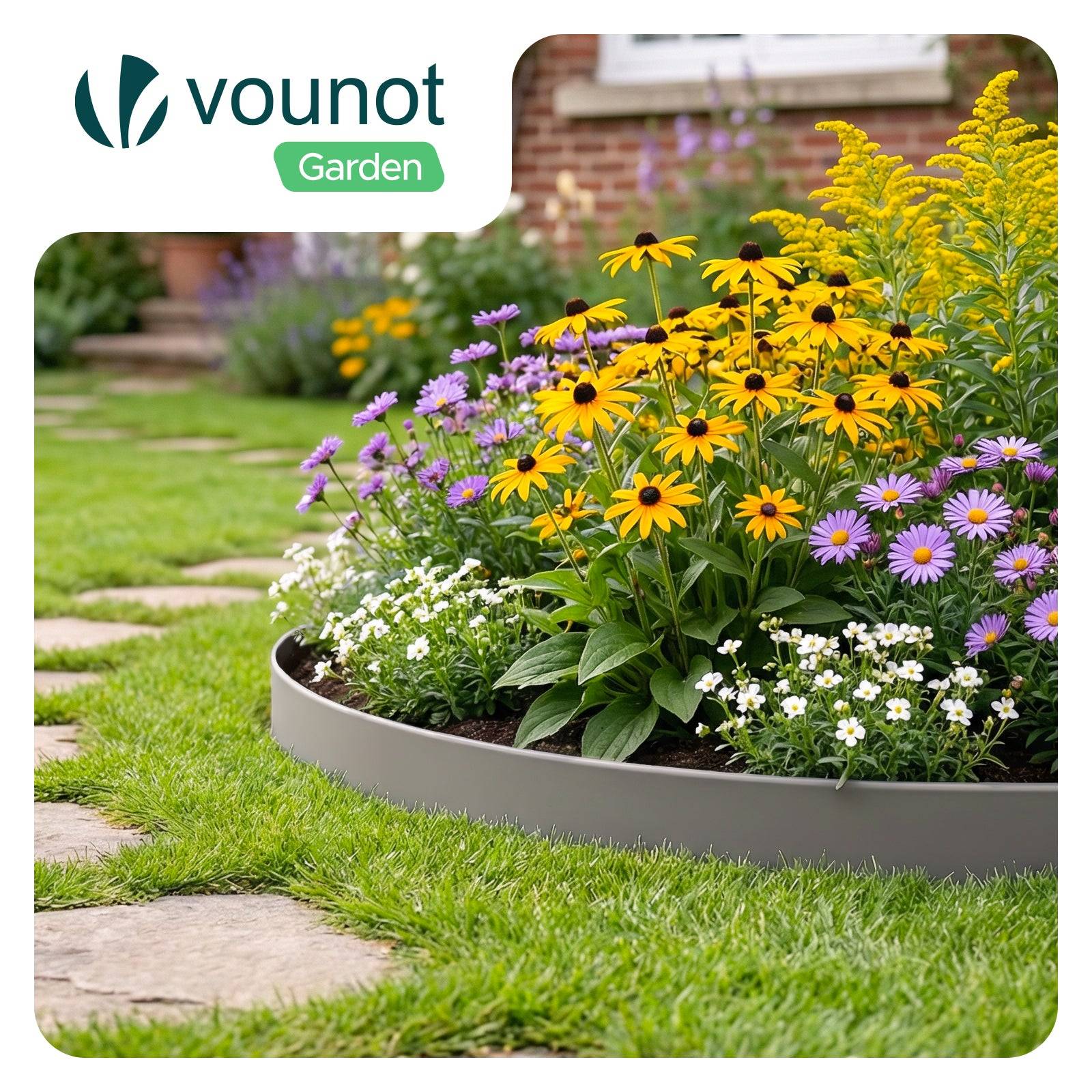 Vounot - Bordure de jardin flexible plastique 20m avec 60 piquets gris - hauteur 5cm - epaisseur 4mm - Image 2