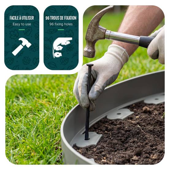 Vounot - Bordure de jardin flexible plastique 20m avec 60 piquets gris - hauteur 5cm - epaisseur 4mm - Image 5