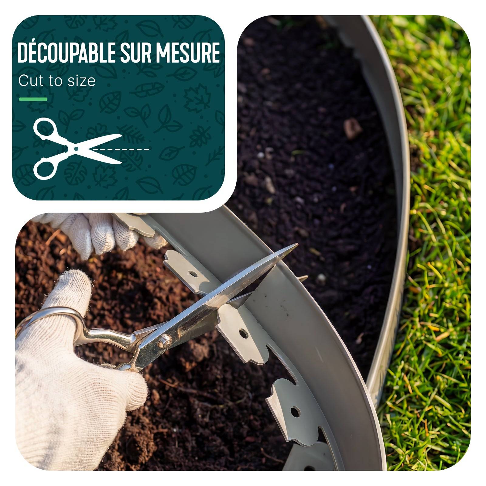 Vounot - Bordure de jardin flexible plastique 20m avec 60 piquets gris - hauteur 5cm - epaisseur 4mm - Image 6