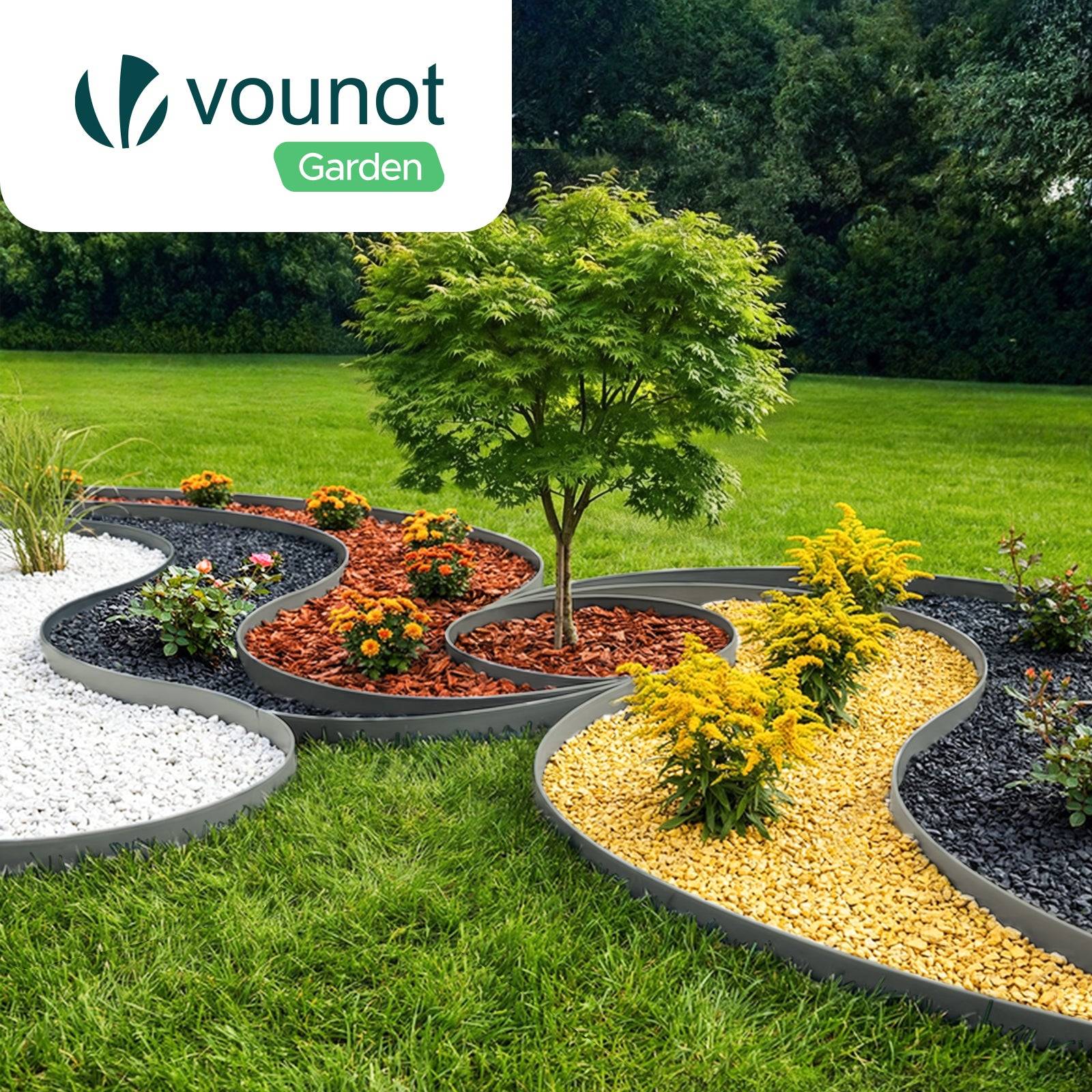 Vounot - Bordure de jardin flexible plastique 20m avec 60 piquets gris - hauteur 5cm - epaisseur 4mm - Image 7