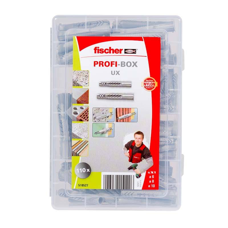 Fischer - Boîte de 110 chevilles tous matériaux FISCHER 518527 nylon UX - Ø6-8-10 mm Fischer - Imagen 1