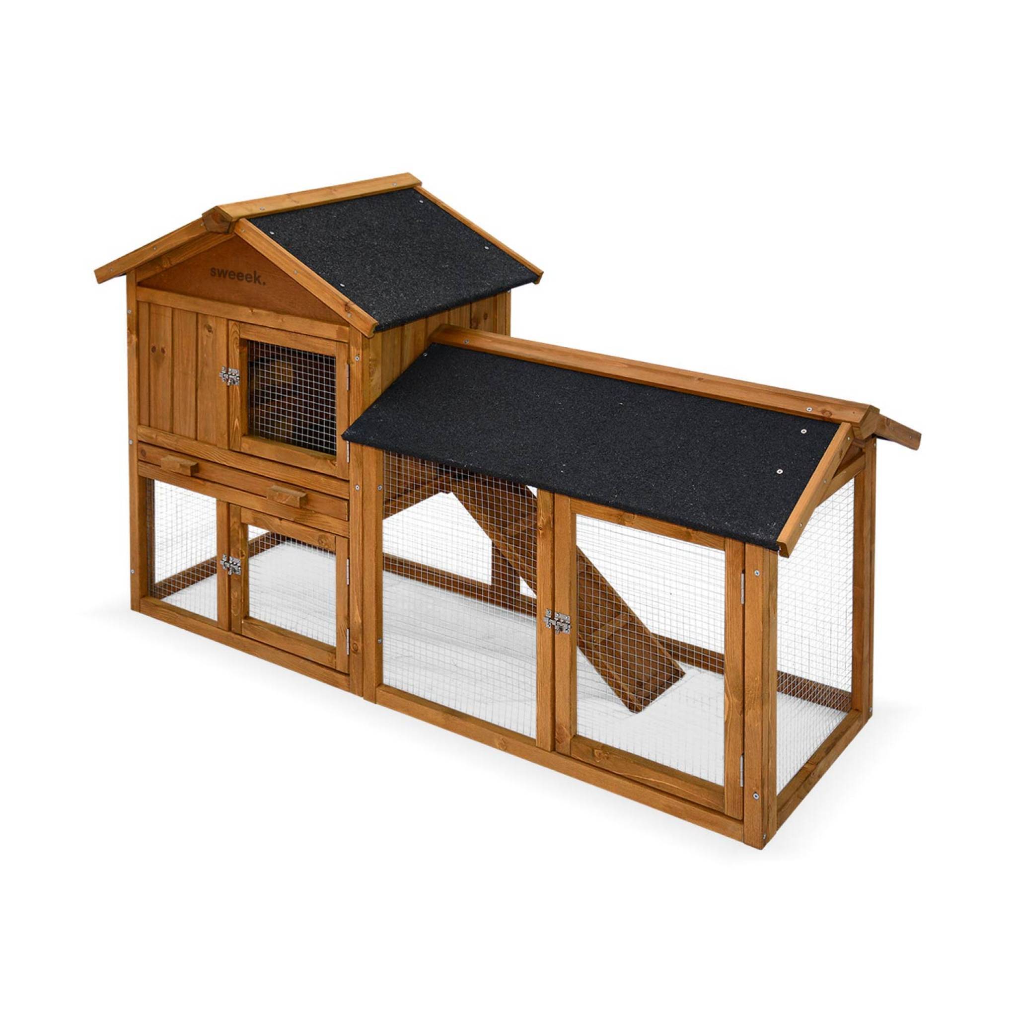 sweeek - Clapier en bois Hotot pour lapin et autres rongeurs. 4 lapins. cage à lapin avec enclos. espace intérieur et extérieur | sweeek - Image 5