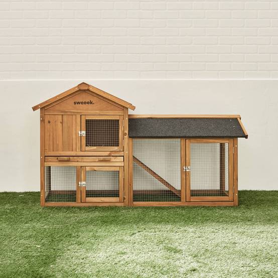 sweeek - Clapier en bois Hotot pour lapin et autres rongeurs. 4 lapins. cage à lapin avec enclos. espace intérieur et extérieur | sweeek - Image 3