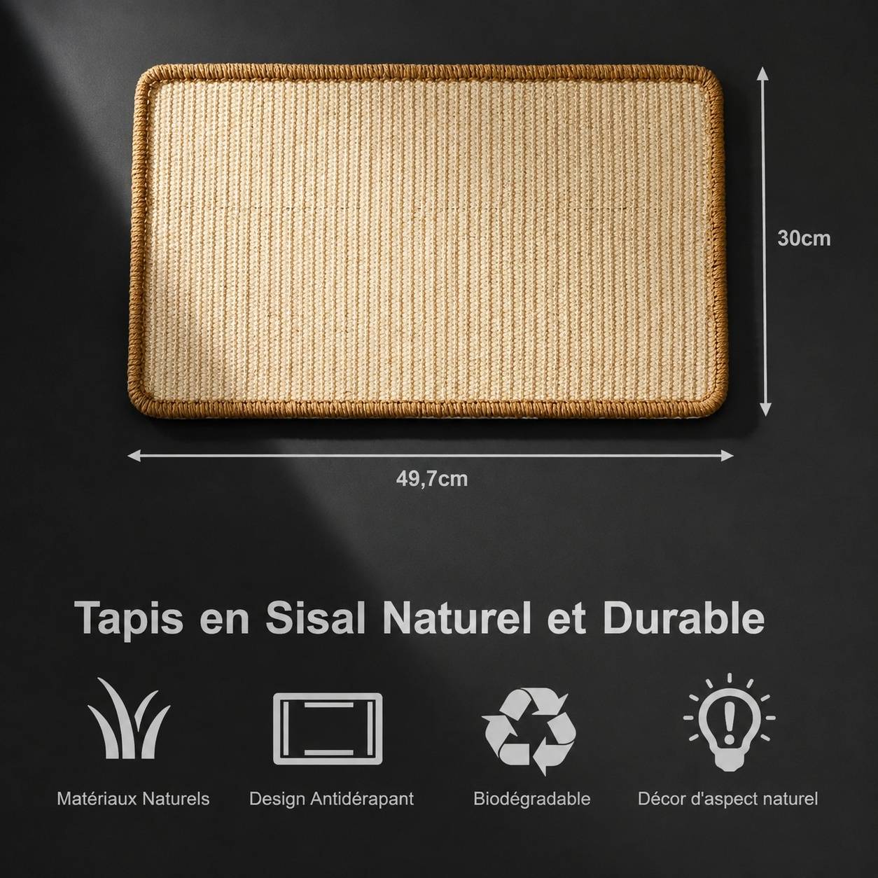 Tapis à Gratter pour Chat Protecteur de Meubles Polyvalent Beige 50x30cm - Image 2