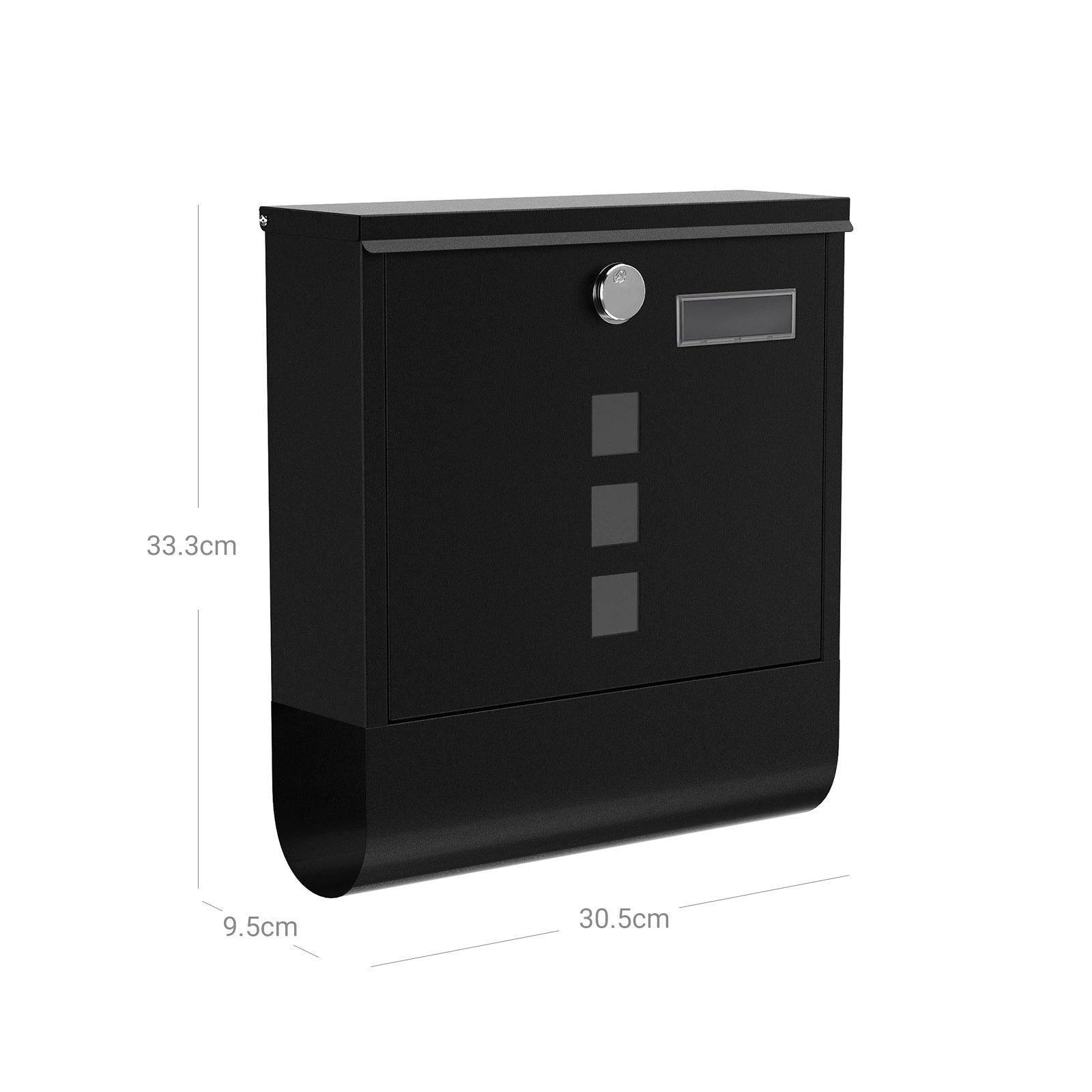 Helloshop26 - Boîte aux lettres murale avec serrure avec cache fenêtres de visualisation emplacement pour nom rouleau pour journaux facile à installer noir - Imagen 3