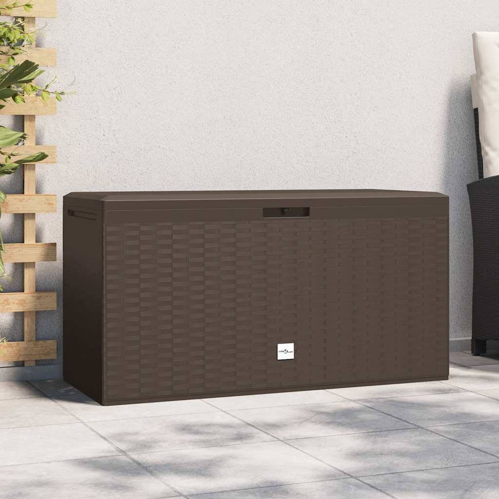 Coffre de Jardin en Polypropylène 290L Résistant pour Coussins et Outils Marron 114x47x60 cm – ComfortXL Outdoor Living - Image 1