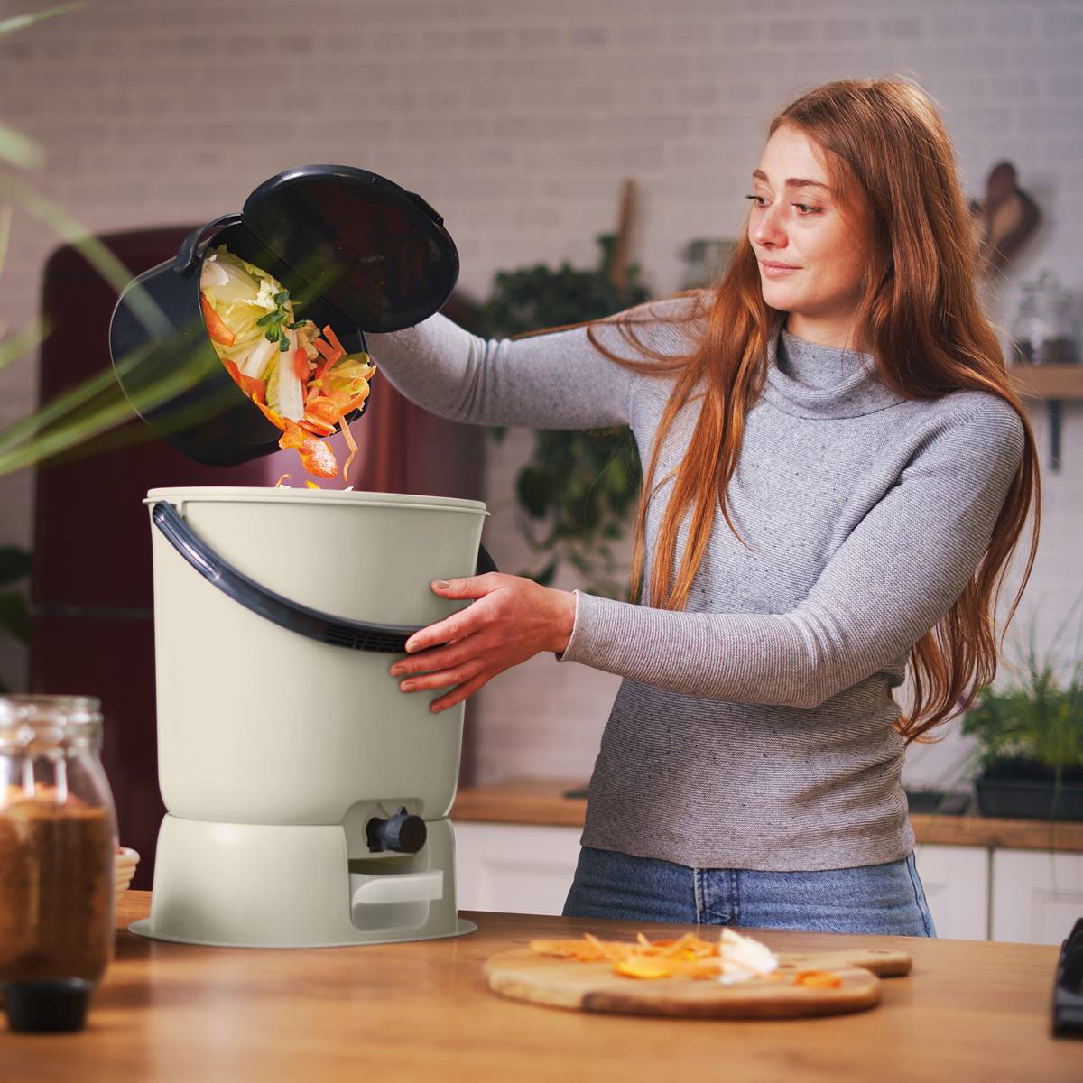 Composteur Bokashi Essential 15,3L +1Kg Brain+Base-Crème - Imagen 3