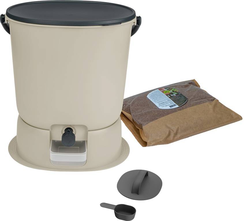 Composteur Bokashi Essential 15,3L +1Kg Brain+Base-Crème - Imagen 1