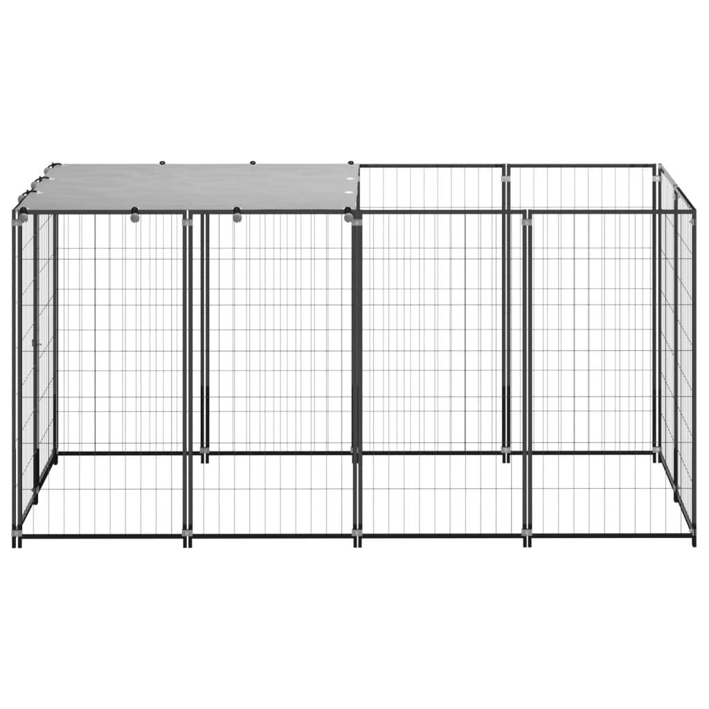Vidaxl - Chenil Noir 2,42 m² Acier vidaXL 3082199 - Imagen 8