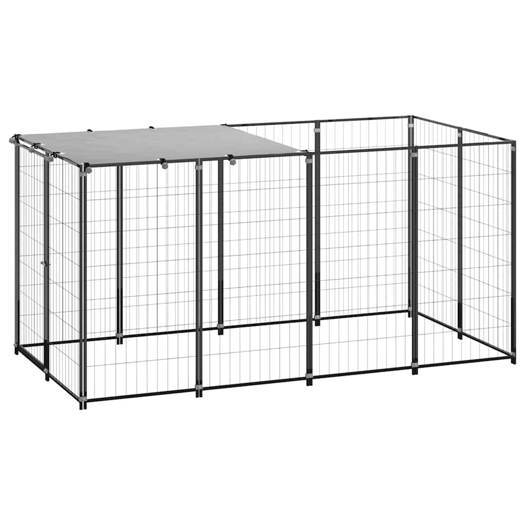 Vidaxl - Chenil Noir 2,42 m² Acier vidaXL 3082199 - Imagen 1