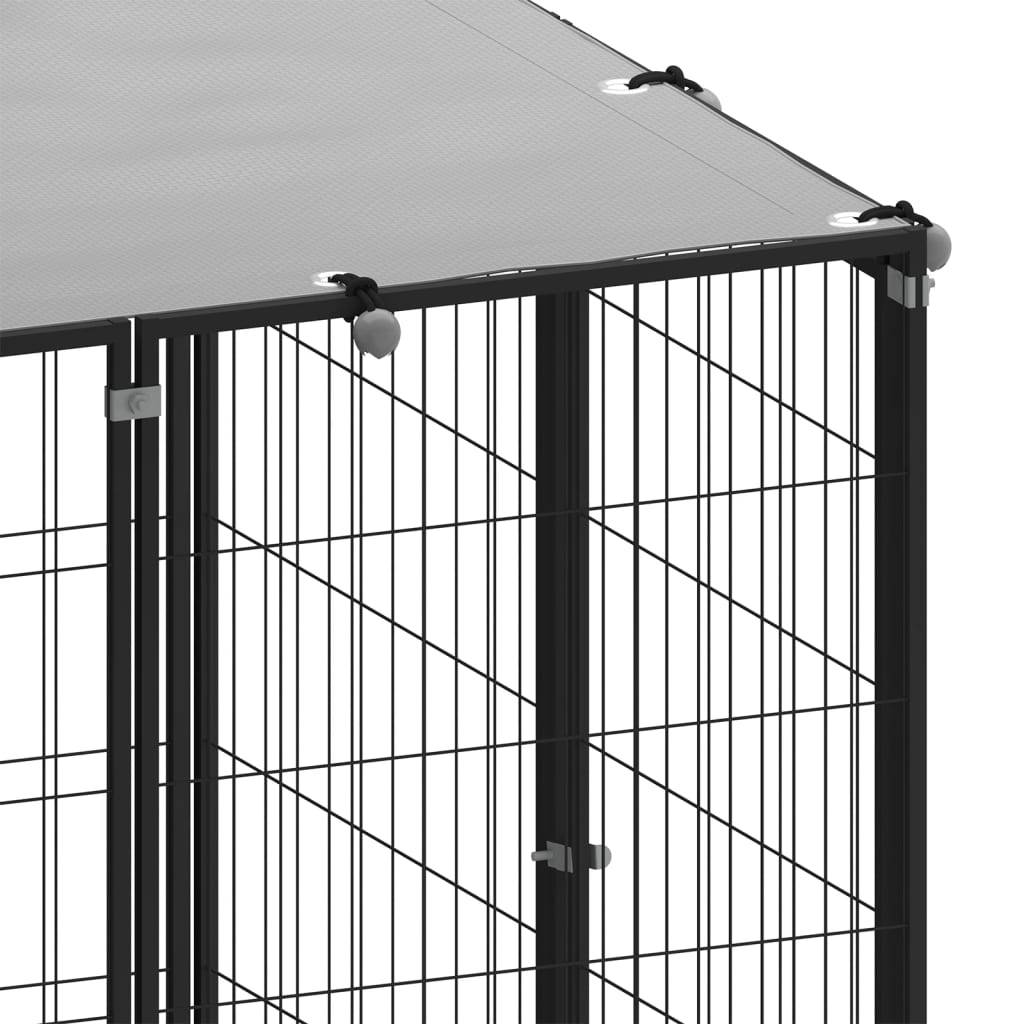 Vidaxl - Chenil Noir 2,42 m² Acier vidaXL 3082199 - Imagen 4