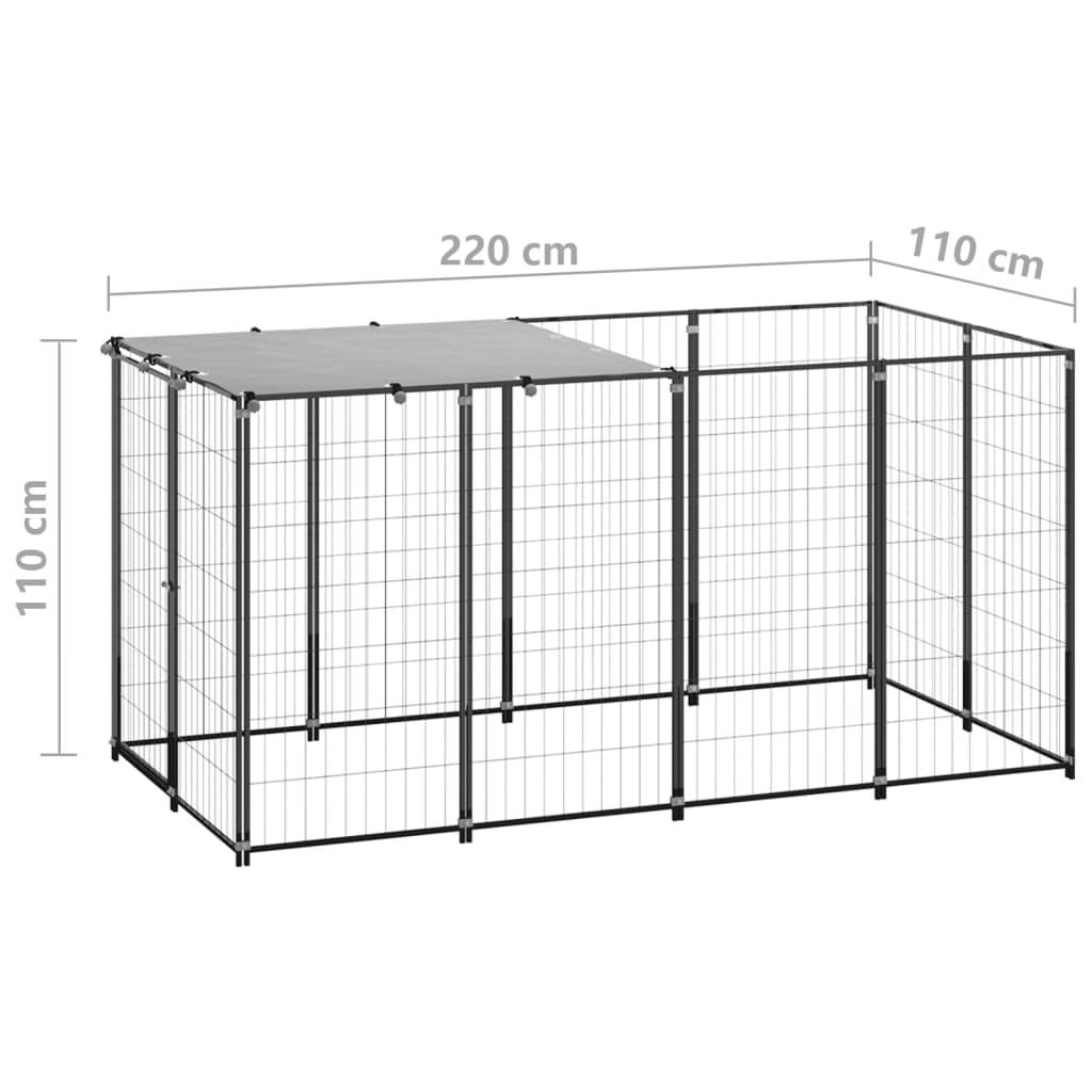 Vidaxl - Chenil Noir 2,42 m² Acier vidaXL 3082199 - Imagen 3