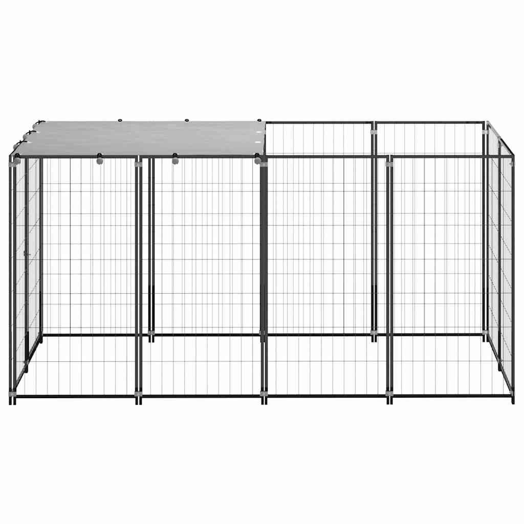 Vidaxl - Chenil Noir 2,42 m² Acier vidaXL 3082199 - Imagen 2