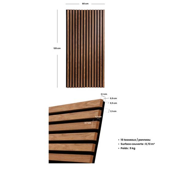 Lot de 4 panneaux décoratifs tasseaux de bois COLVA - Marron foncé - Atmosphera - Image 6
