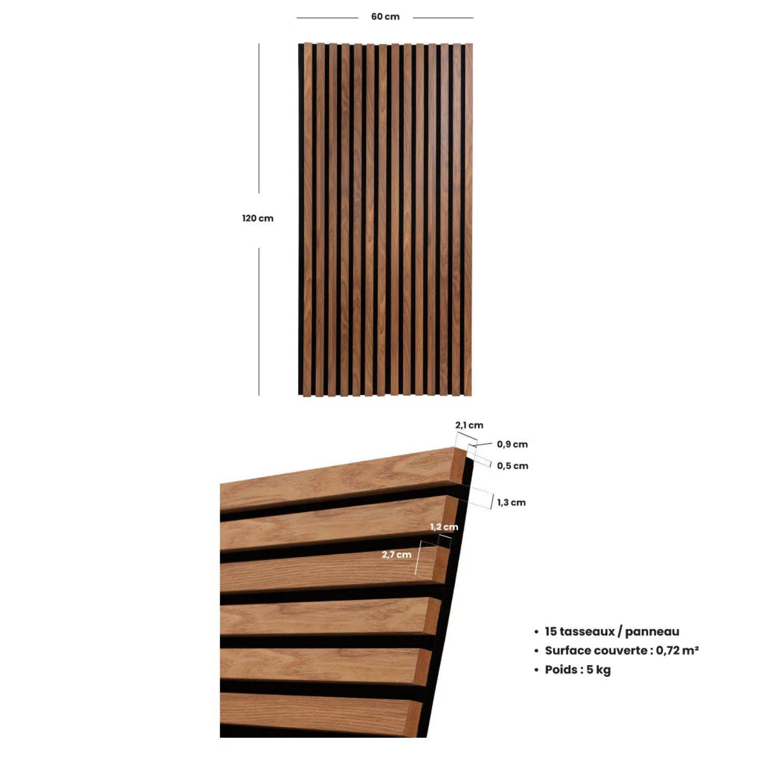 Lot de 4 panneaux décoratifs tasseaux de bois COLVA - Marron foncé - Atmosphera - Image 6