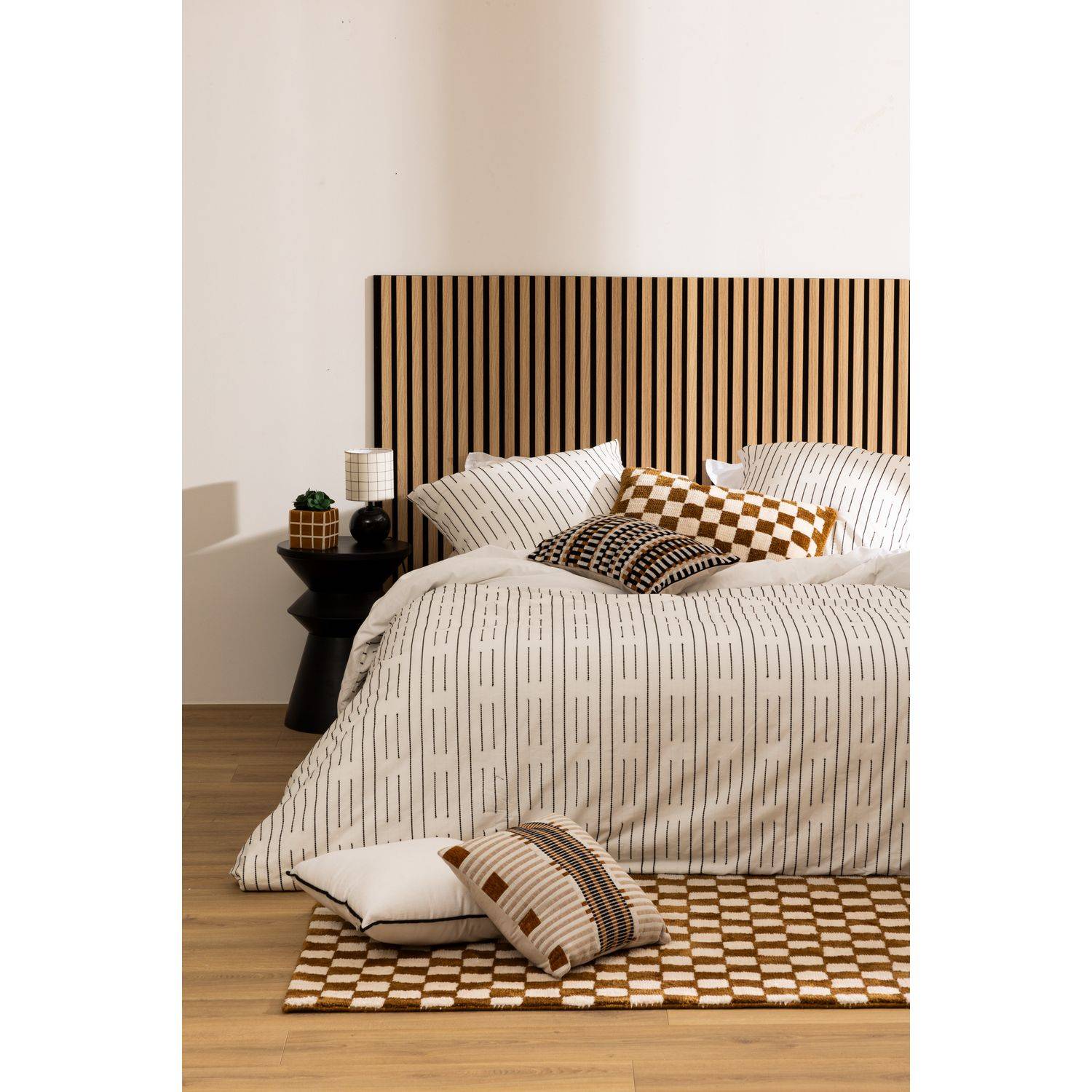 Lot de 4 panneaux décoratifs tasseaux de bois COLVA - Marron foncé - Atmosphera - Image 2